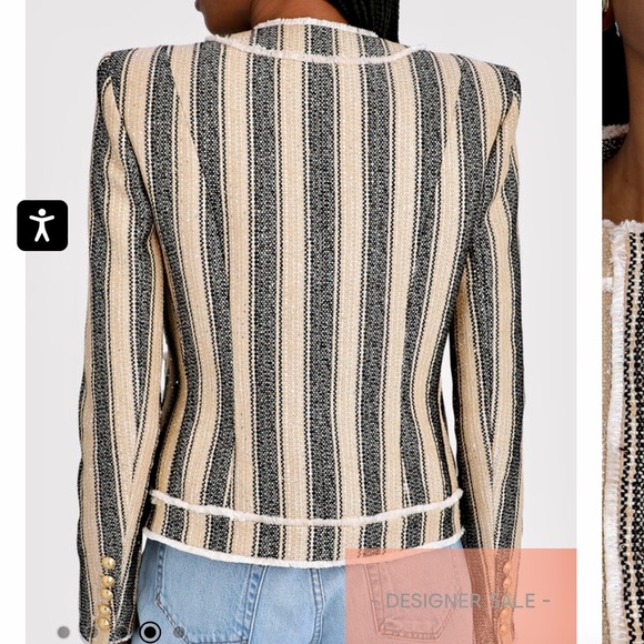 NWT! Balmain Striped Piqué Jacket Sz. 36 - Picture 2 of 11